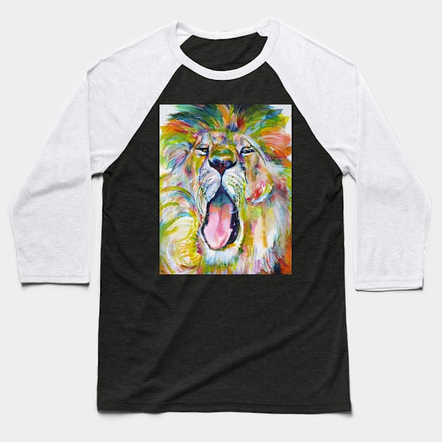 LION YAWNING Baseball T-Shirt by lautir